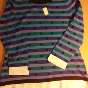 Women's top striped w/ faux shirt tale & cuffs (S)